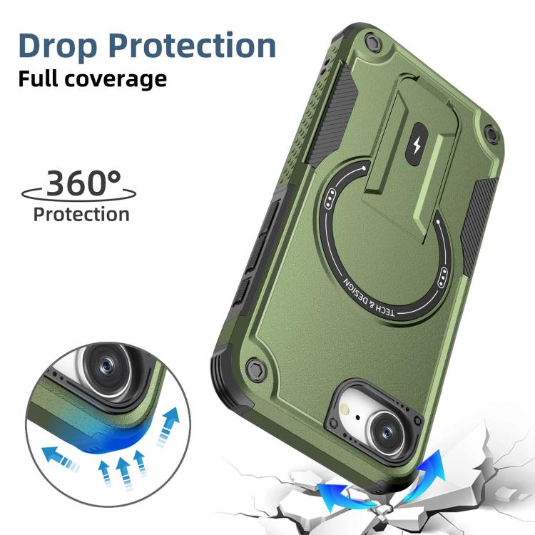 For iPhone 17e / 16e Armor Magsafe Holder PC Hybrid TPU Phone Case