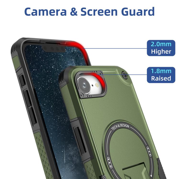 For iPhone 17e / 16e Armor Magsafe Holder PC Hybrid TPU Phone Case