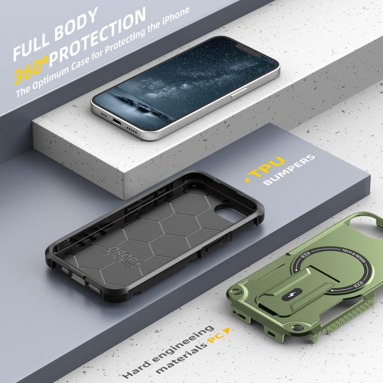 For iPhone 17e / 16e Armor Magsafe Holder PC Hybrid TPU Phone Case