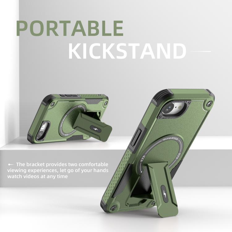 For iPhone 17e / 16e Armor Magsafe Holder PC Hybrid TPU Phone Case