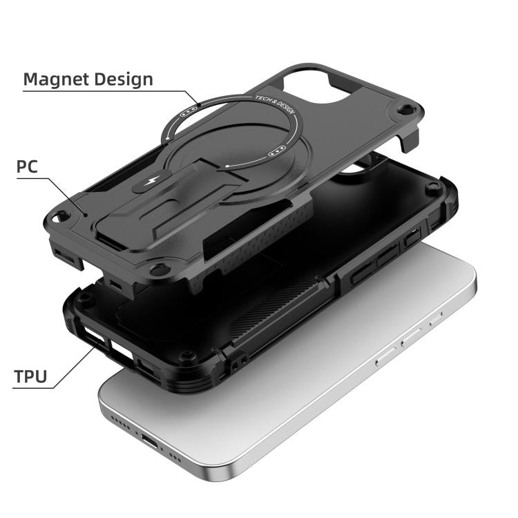 For iPhone 17e / 16e Armor Magsafe Holder PC Hybrid TPU Phone Case