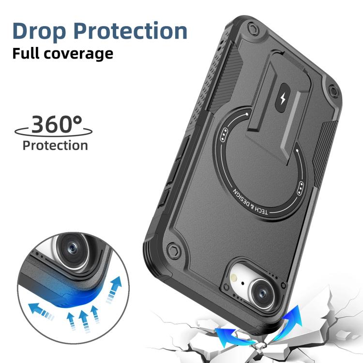 For iPhone 17e / 16e Armor Magsafe Holder PC Hybrid TPU Phone Case