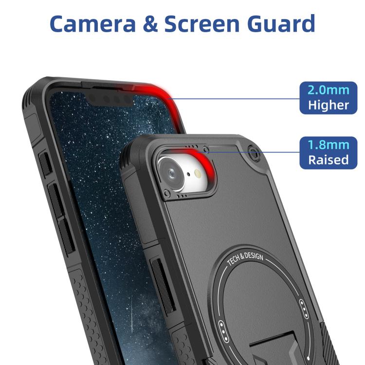 For iPhone 17e / 16e Armor Magsafe Holder PC Hybrid TPU Phone Case