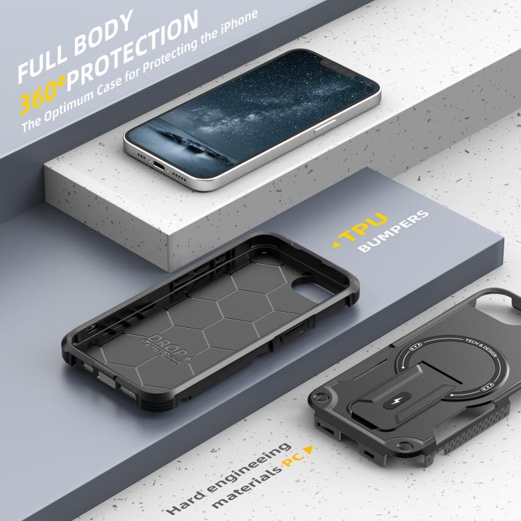 For iPhone 17e / 16e Armor Magsafe Holder PC Hybrid TPU Phone Case