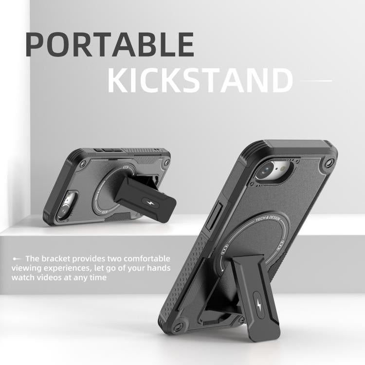For iPhone 17e / 16e Armor Magsafe Holder PC Hybrid TPU Phone Case