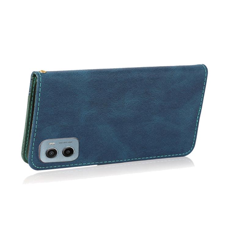 For Motorola Moto E15 Dual-color Stitching Leather Phone Case