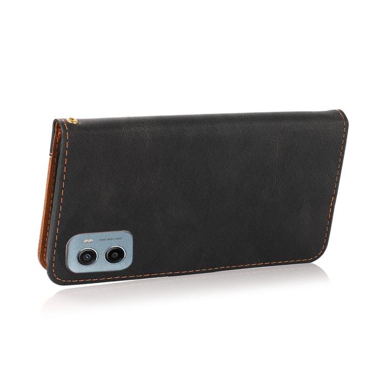 For Motorola Moto E15 Dual-color Stitching Leather Phone Case