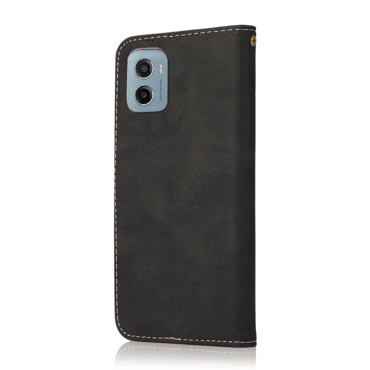 For Motorola Moto E15 Dual-color Stitching Leather Phone Case