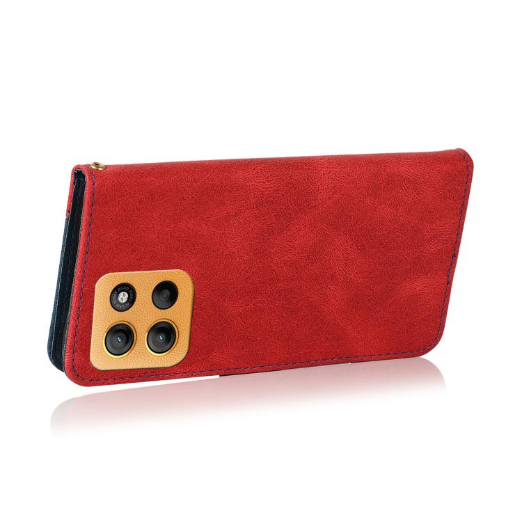 For Motorola Moto G15 Dual-color Stitching Leather Phone Case