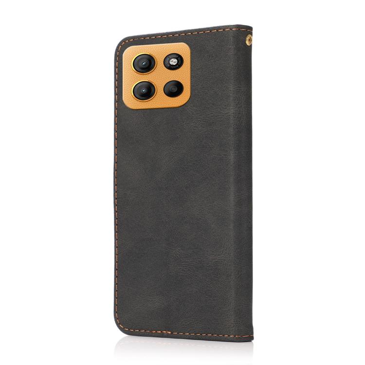 For Motorola Moto G15 Dual-color Stitching Leather Phone Case