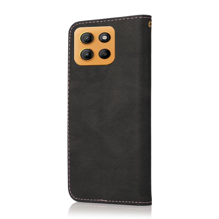 For Motorola Moto G15 Dual-color Stitching Leather Phone Case