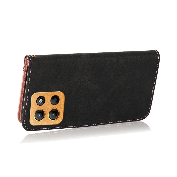 For Motorola Moto G15 Dual-color Stitching Leather Phone Case