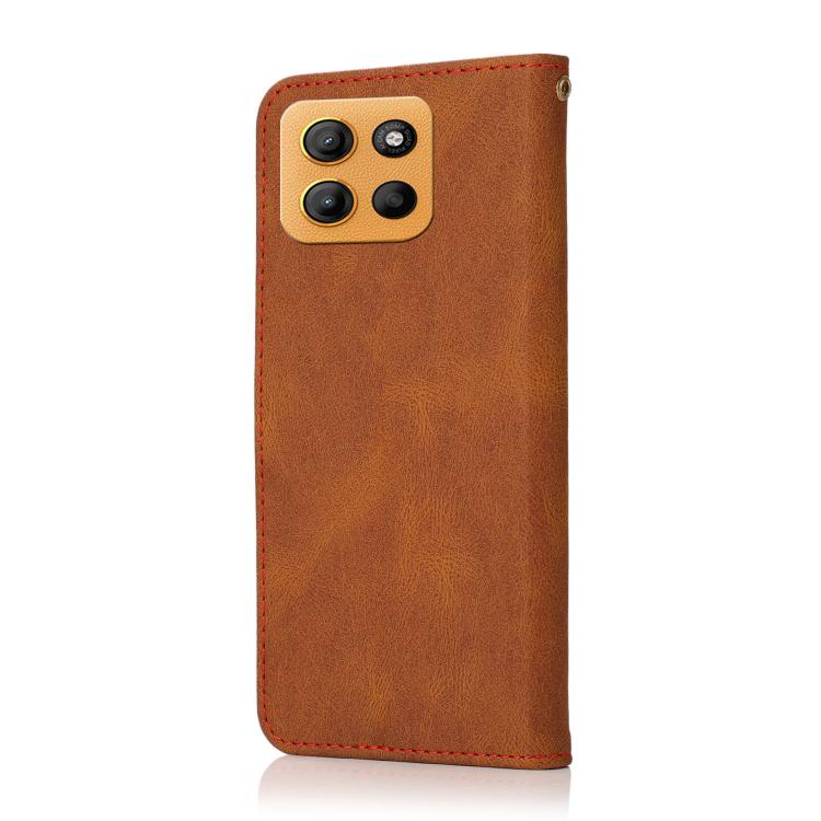For Motorola Moto G15 Dual-color Stitching Leather Phone Case