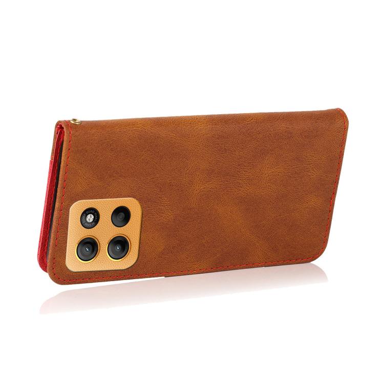 For Motorola Moto G15 Dual-color Stitching Leather Phone Case