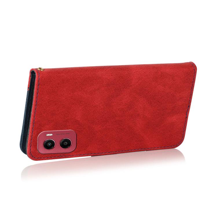 For Motorola Moto G05 Dual-color Stitching Leather Phone Case