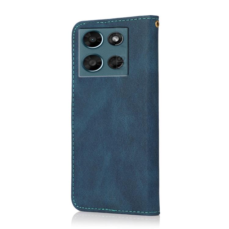 For Motorola Moto G Play 2025 Dual-color Stitching Leather Phone Case