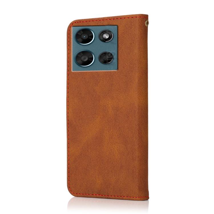 For Motorola Moto G Play 2025 Dual-color Stitching Leather Phone Case