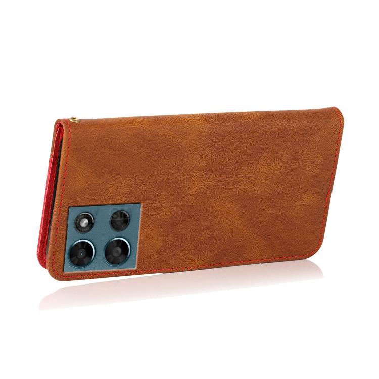For Motorola Moto G Play 2025 Dual-color Stitching Leather Phone Case