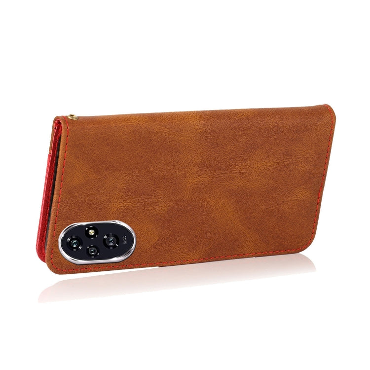 For Honor 200 Pro Dual-color Stitching Leather Phone Case