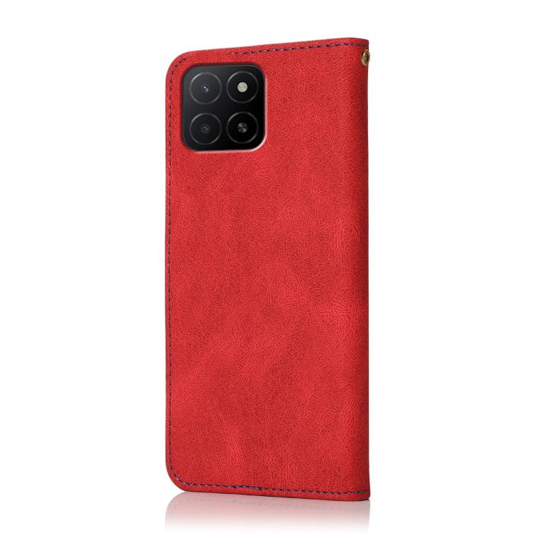 For Honor X5b Dual-color Stitching Leather Phone Case