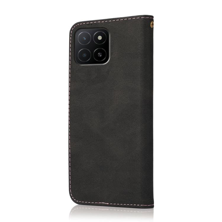 For Honor X5b Dual-color Stitching Leather Phone Case