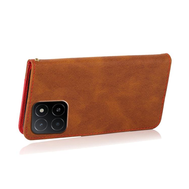 For Honor X5b Plus Dual-color Stitching Leather Phone Case
