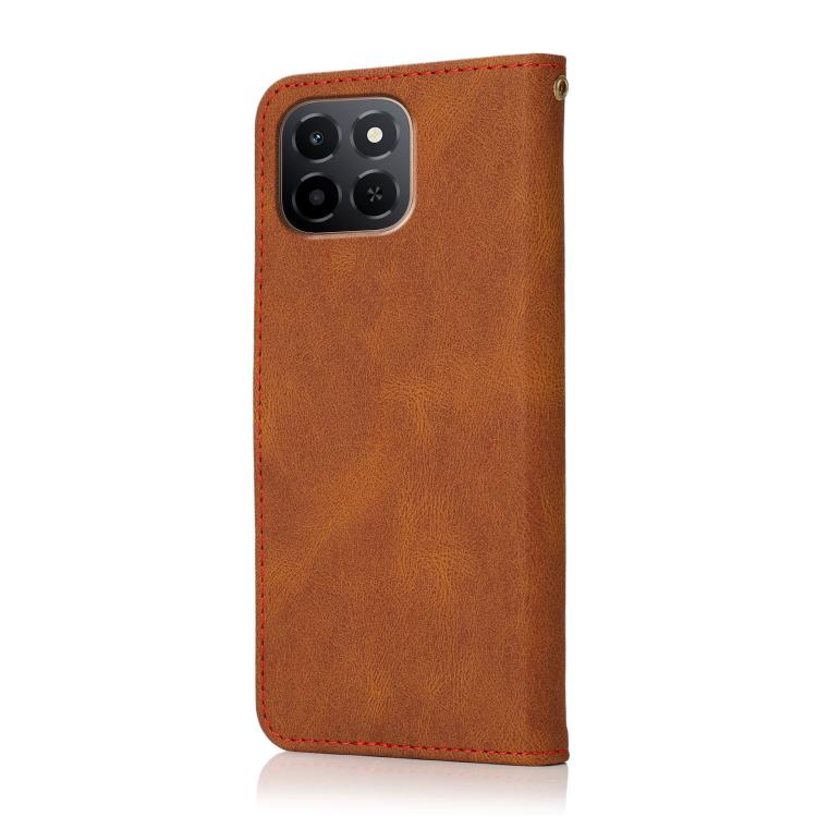 For Honor X6c 4G Dual-color Stitching Leather Phone Case