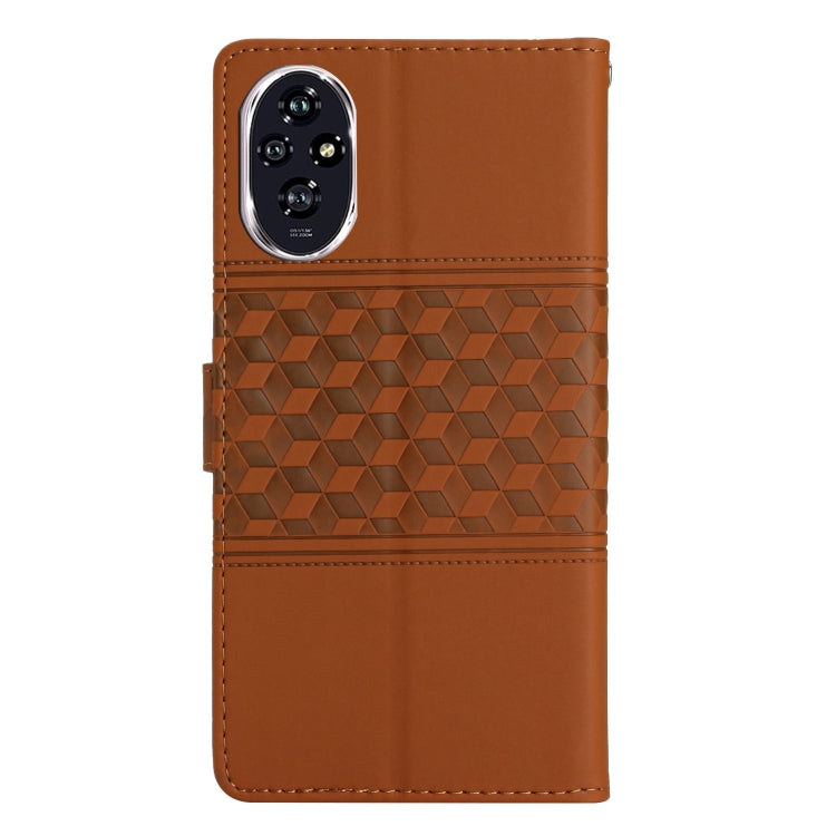 For Honor 200 Pro Diamond Embossed Skin Feel Leather Phone Case