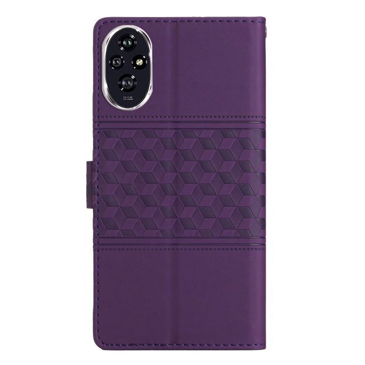 For Honor 200 Pro Diamond Embossed Skin Feel Leather Phone Case