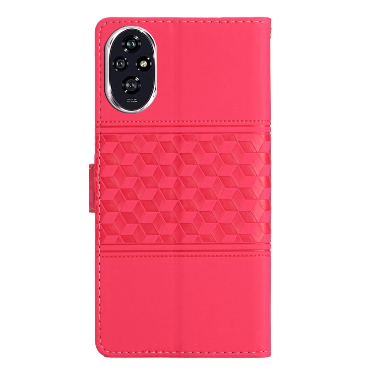 For Honor 200 Pro Diamond Embossed Skin Feel Leather Phone Case