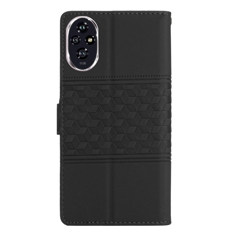 For Honor 200 Pro Diamond Embossed Skin Feel Leather Phone Case