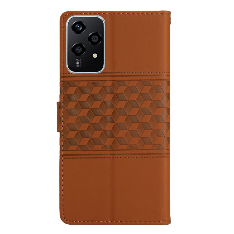 For Honor 200 Lite Global Diamond Embossed Skin Feel Leather Phone Case