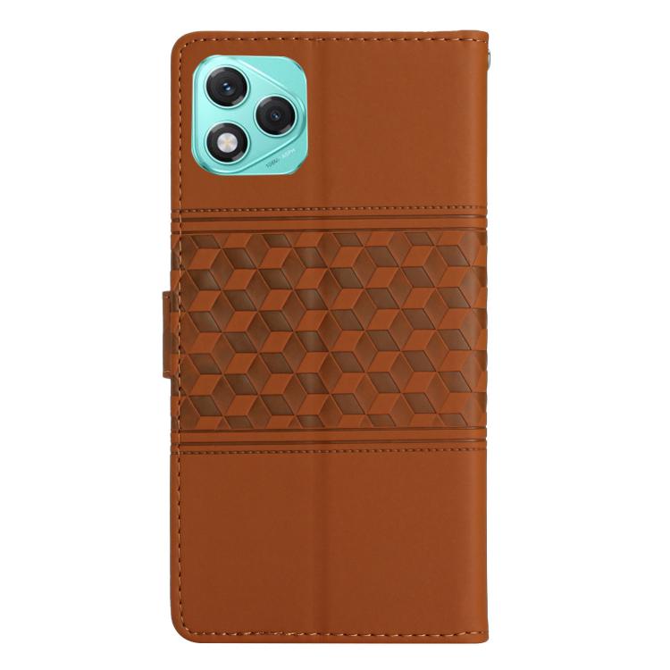 For Honor 400 Lite Global Diamond Embossed Skin Feel Leather Phone Case