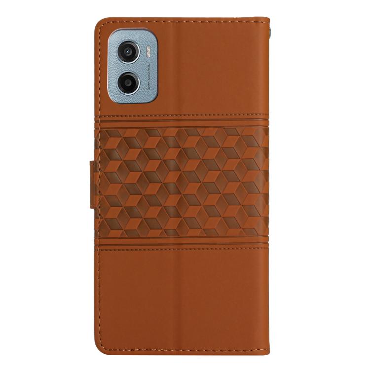 For Motorola Moto E15 Diamond Embossed Skin Feel Leather Phone Case