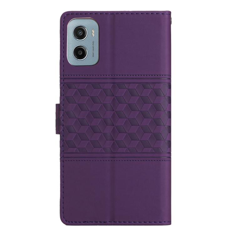 For Motorola Moto E15 Diamond Embossed Skin Feel Leather Phone Case