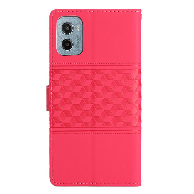For Motorola Moto E15 Diamond Embossed Skin Feel Leather Phone Case