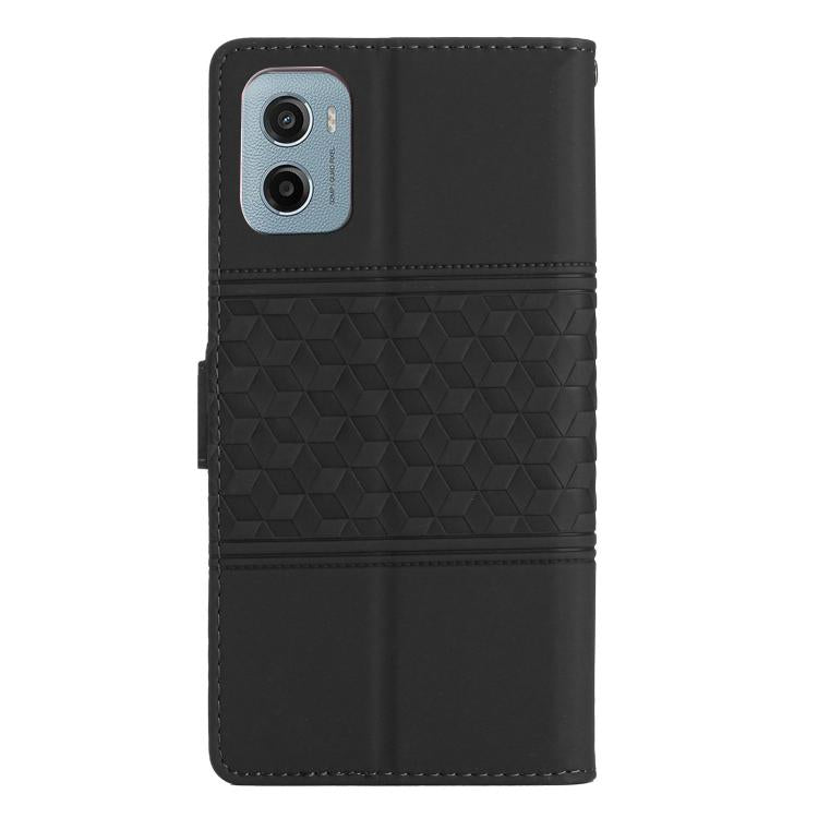 For Motorola Moto E15 Diamond Embossed Skin Feel Leather Phone Case