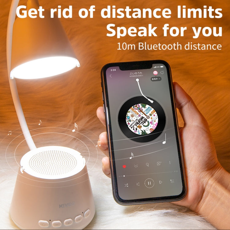 KIVEE KV-DM01 Portable Bluetooth 5.0 Desk Lamp Bluetooth Speaker, Support TF Card / U Disk / FM(White)