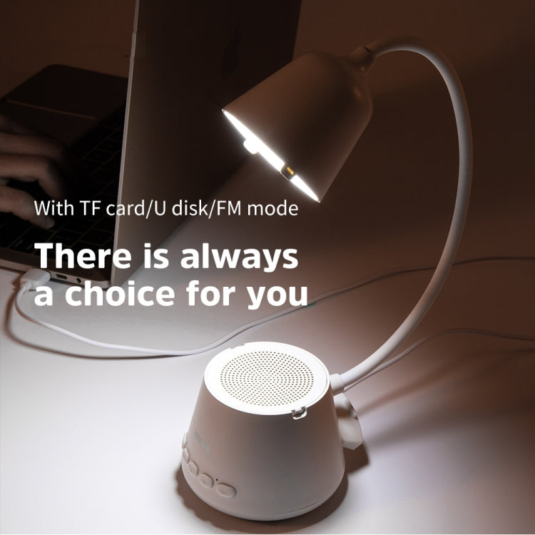 KIVEE KV-DM01 Portable Bluetooth 5.0 Desk Lamp Bluetooth Speaker, Support TF Card / U Disk / FM(White)