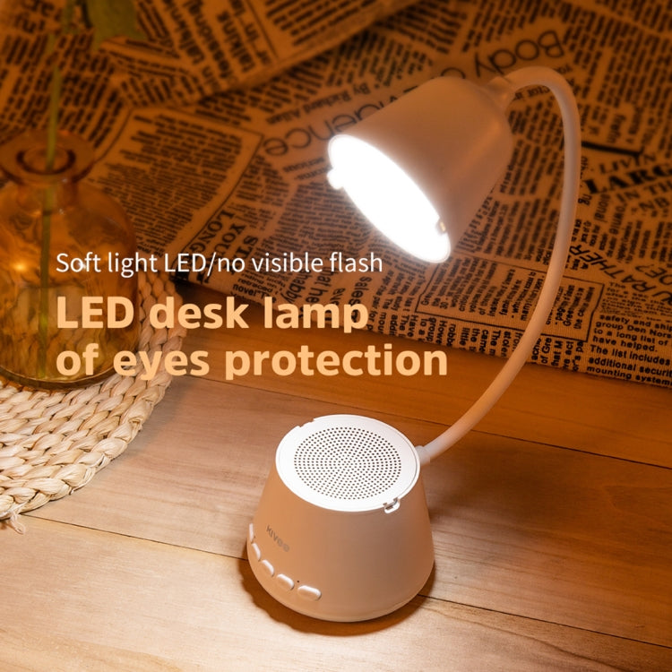 KIVEE KV-DM01 Portable Bluetooth 5.0 Desk Lamp Bluetooth Speaker, Support TF Card / U Disk / FM(White)