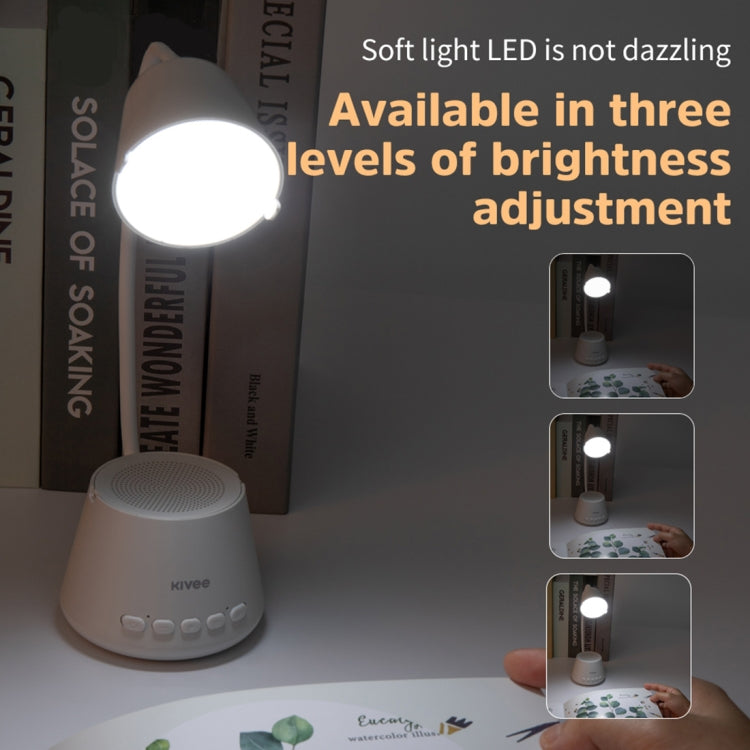 KIVEE KV-DM01 Portable Bluetooth 5.0 Desk Lamp Bluetooth Speaker, Support TF Card / U Disk / FM(White)