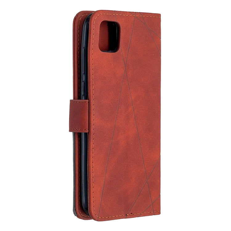 For Huawei Y5p Rhombus Texture Magnetic Buckle Horizontal Flip Leather Case with Holder & Card Slots & Wallet & Photo Frame