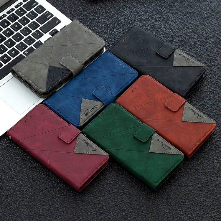 For Huawei Y5p Rhombus Texture Magnetic Buckle Horizontal Flip Leather Case with Holder & Card Slots & Wallet & Photo Frame