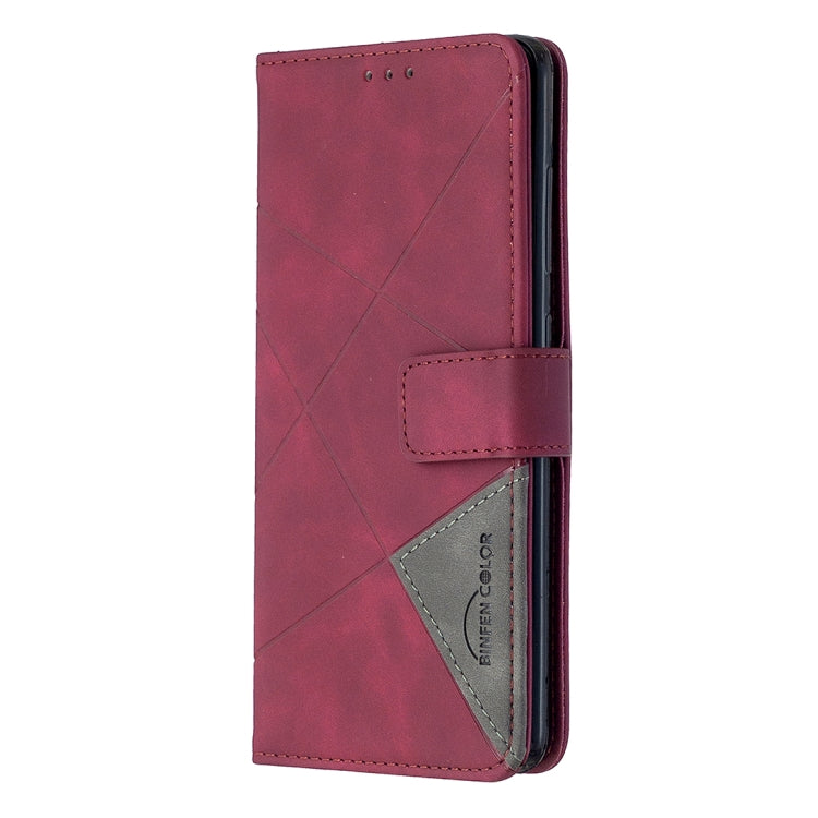 For Samsung Galaxy A51 Rhombus Texture Magnetic Buckle Horizontal Flip Leather Case with Holder & Card Slots & Wallet & Photo Frame