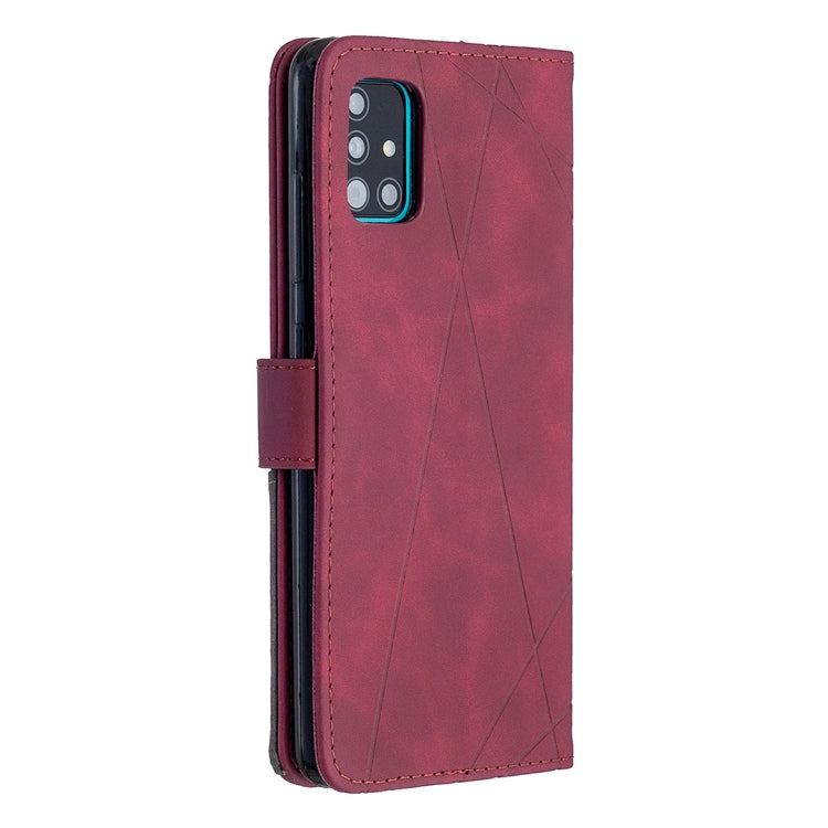 For Samsung Galaxy A51 Rhombus Texture Magnetic Buckle Horizontal Flip Leather Case with Holder & Card Slots & Wallet & Photo Frame