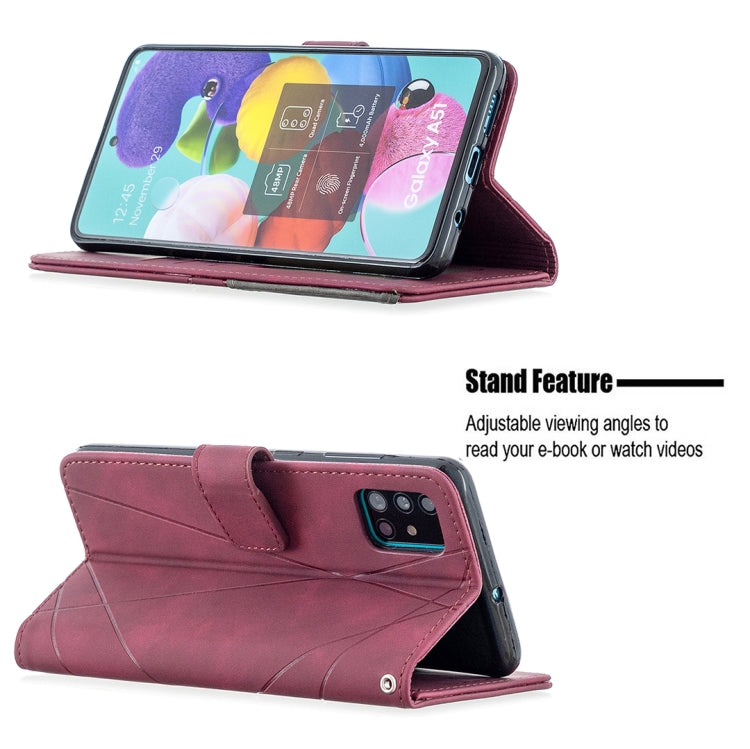 For Samsung Galaxy A51 Rhombus Texture Magnetic Buckle Horizontal Flip Leather Case with Holder & Card Slots & Wallet & Photo Frame