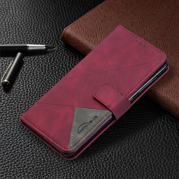 For Samsung Galaxy A51 Rhombus Texture Magnetic Buckle Horizontal Flip Leather Case with Holder & Card Slots & Wallet & Photo Frame