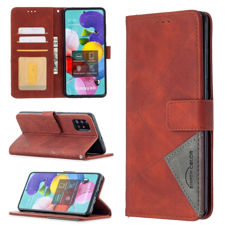For Samsung Galaxy A51 Rhombus Texture Magnetic Buckle Horizontal Flip Leather Case with Holder & Card Slots & Wallet & Photo Frame