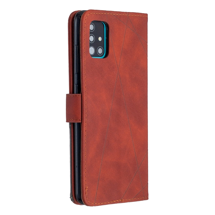 For Samsung Galaxy A51 Rhombus Texture Magnetic Buckle Horizontal Flip Leather Case with Holder & Card Slots & Wallet & Photo Frame