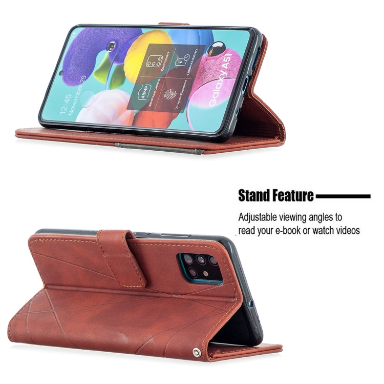 For Samsung Galaxy A51 Rhombus Texture Magnetic Buckle Horizontal Flip Leather Case with Holder & Card Slots & Wallet & Photo Frame